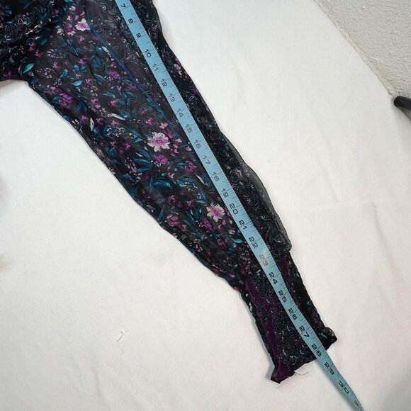 Ramy Brook Silk Ruffle Mini Dress Black Purple Paisley Floral Cocktail Boho Med - Picture 8 of 12